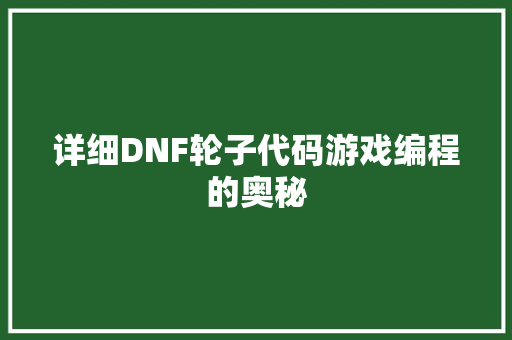 详细DNF轮子代码游戏编程的奥秘