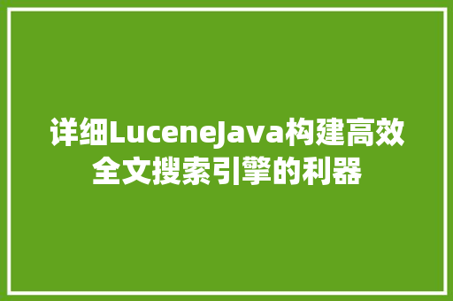 详细LuceneJava构建高效全文搜索引擎的利器