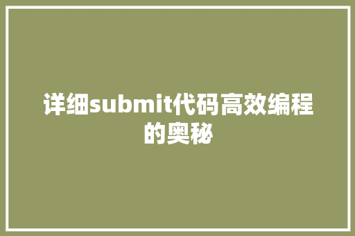 详细submit代码高效编程的奥秘