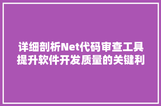 详细剖析Net代码审查工具提升软件开发质量的关键利器