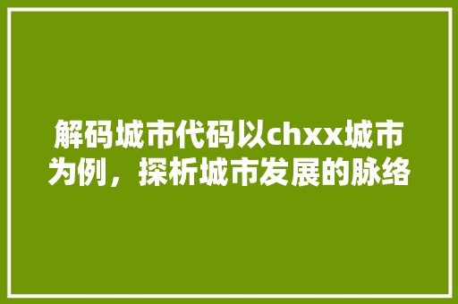 解码城市代码以chxx城市为例，探析城市发展的脉络与未来