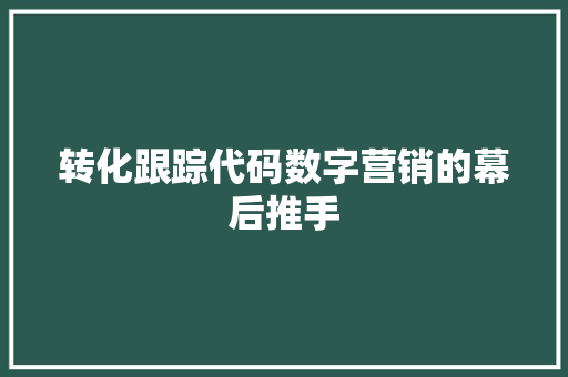 转化跟踪代码数字营销的幕后推手