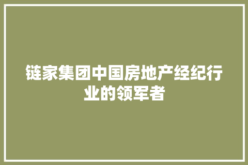 链家集团中国房地产经纪行业的领军者