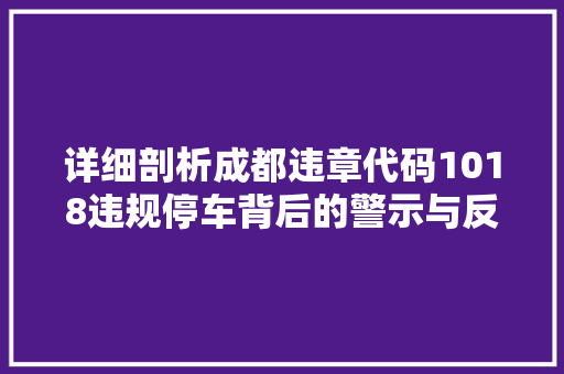 详细剖析成都违章代码1018违规停车背后的警示与反思