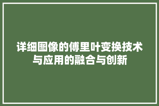 详细图像的傅里叶变换技术与应用的融合与创新