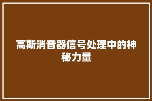 高斯消音器信号处理中的神秘力量
