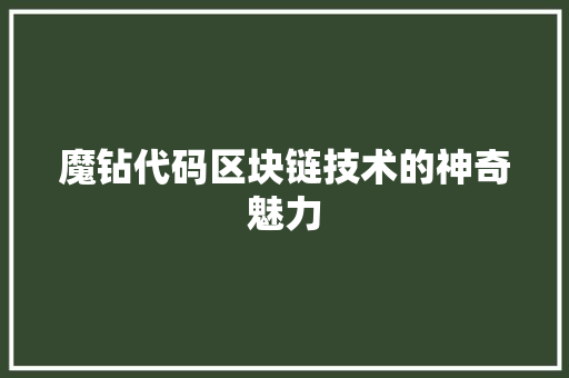 魔钻代码区块链技术的神奇魅力