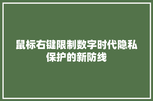 鼠标右键限制数字时代隐私保护的新防线