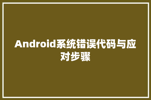 Android系统错误代码与应对步骤