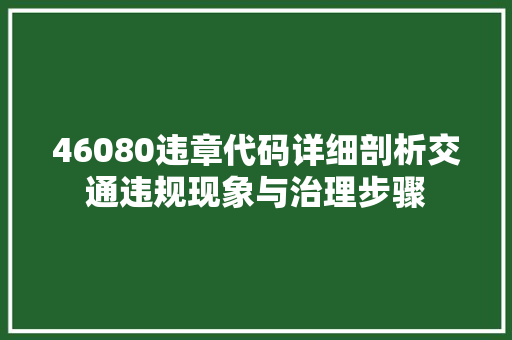 46080违章代码详细剖析交通违规现象与治理步骤
