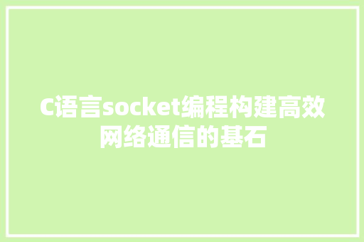 C语言socket编程构建高效网络通信的基石
