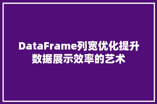 DataFrame列宽优化提升数据展示效率的艺术