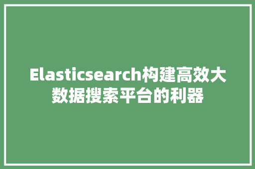 Elasticsearch构建高效大数据搜索平台的利器