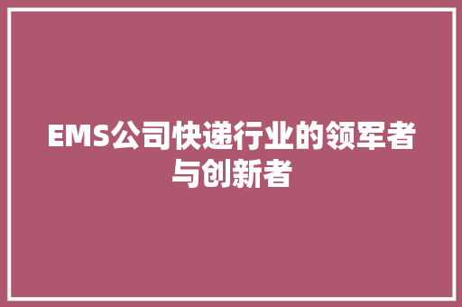 EMS公司快递行业的领军者与创新者