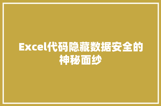 Excel代码隐藏数据安全的神秘面纱