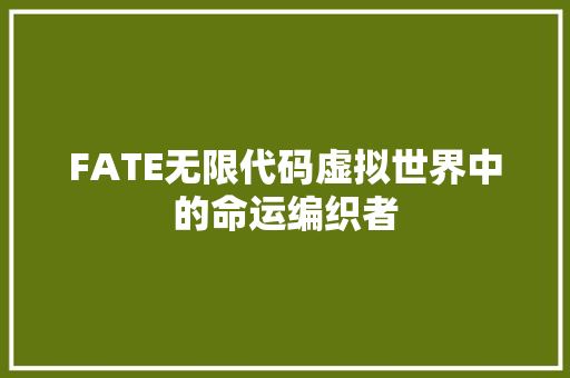 FATE无限代码虚拟世界中的命运编织者