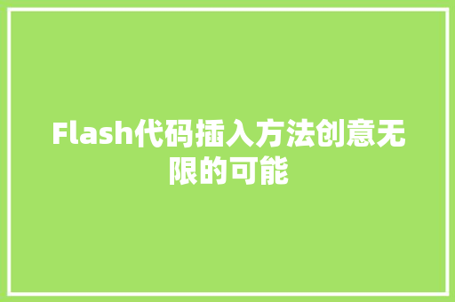 Flash代码插入方法创意无限的可能