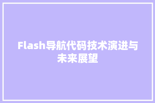 Flash导航代码技术演进与未来展望