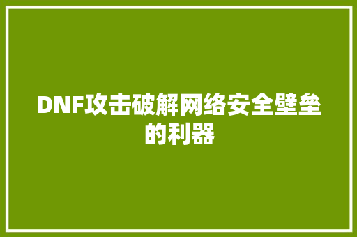 DNF攻击破解网络安全壁垒的利器