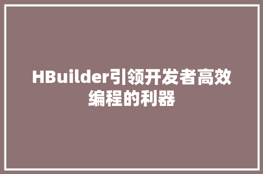 HBuilder引领开发者高效编程的利器