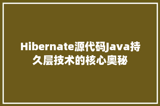 Hibernate源代码Java持久层技术的核心奥秘