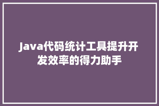 Java代码统计工具提升开发效率的得力助手