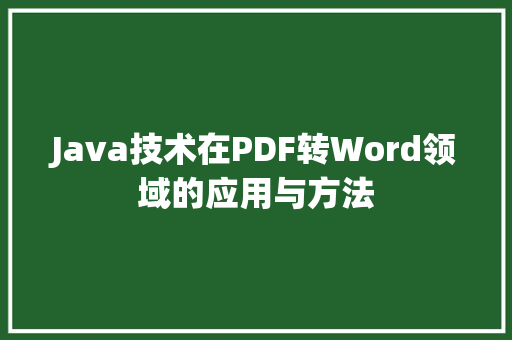 Java技术在PDF转Word领域的应用与方法