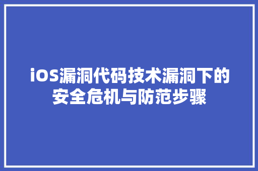 iOS漏洞代码技术漏洞下的安全危机与防范步骤