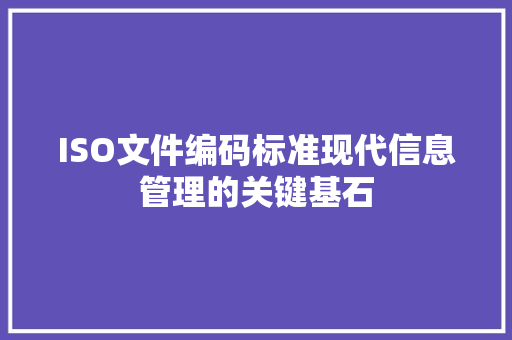 ISO文件编码标准现代信息管理的关键基石
