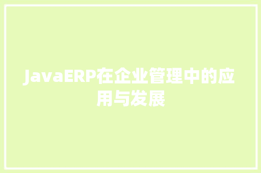 JavaERP在企业管理中的应用与发展