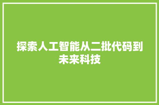 探索人工智能从二批代码到未来科技