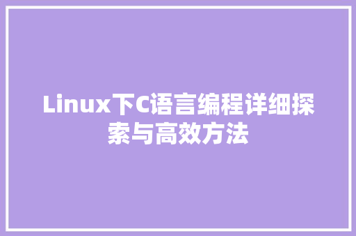 Linux下C语言编程详细探索与高效方法