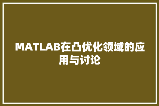 MATLAB在凸优化领域的应用与讨论