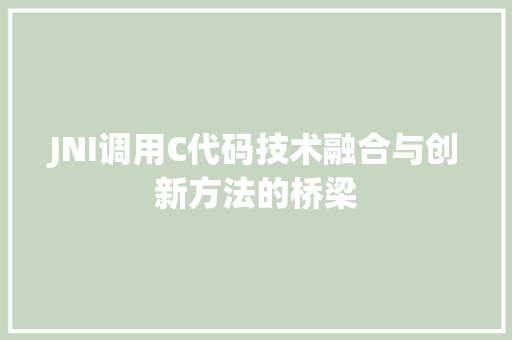 JNI调用C代码技术融合与创新方法的桥梁