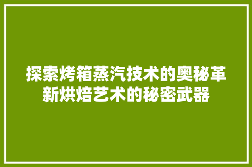 探索烤箱蒸汽技术的奥秘革新烘焙艺术的秘密武器