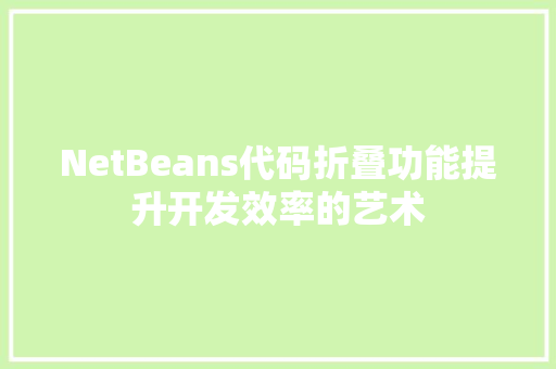 NetBeans代码折叠功能提升开发效率的艺术