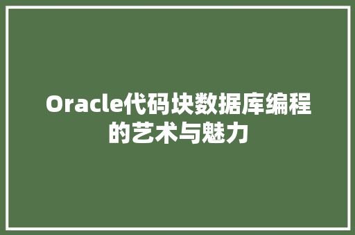 Oracle代码块数据库编程的艺术与魅力