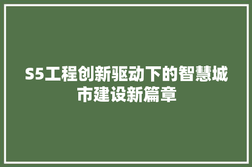 S5工程创新驱动下的智慧城市建设新篇章