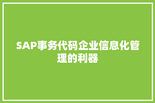 SAP事务代码企业信息化管理的利器