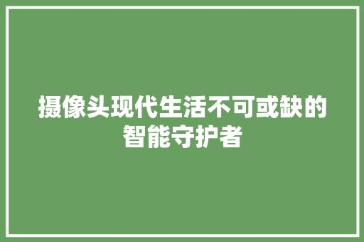 摄像头现代生活不可或缺的智能守护者