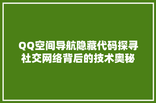 QQ空间导航隐藏代码探寻社交网络背后的技术奥秘