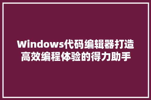Windows代码编辑器打造高效编程体验的得力助手