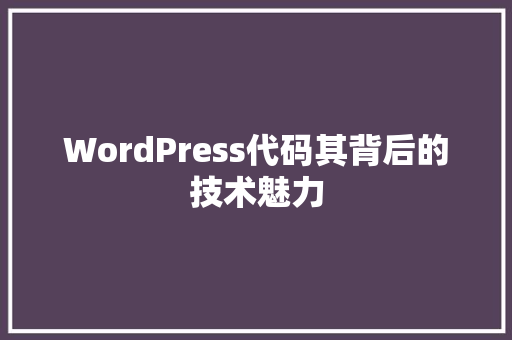 WordPress代码其背后的技术魅力