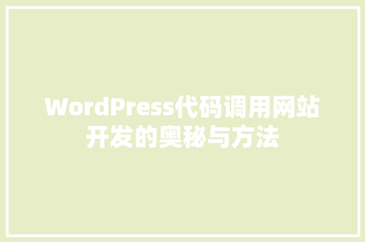WordPress代码调用网站开发的奥秘与方法