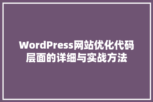 WordPress网站优化代码层面的详细与实战方法