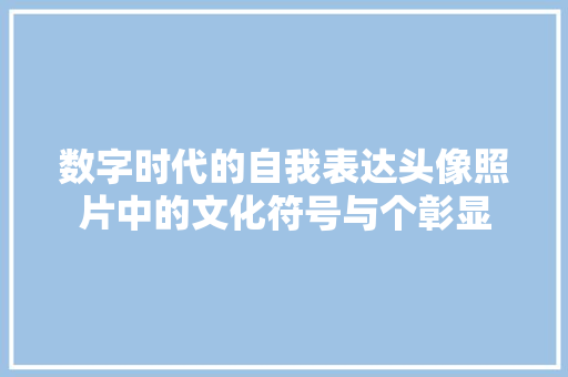 数字时代的自我表达头像照片中的文化符号与个彰显