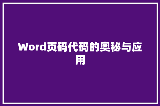 Word页码代码的奥秘与应用