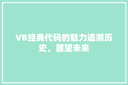 VB经典代码的魅力追溯历史，展望未来