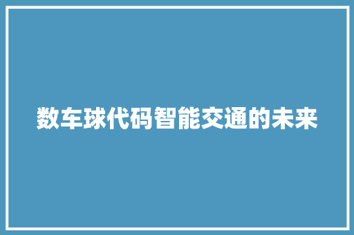 数车球代码智能交通的未来