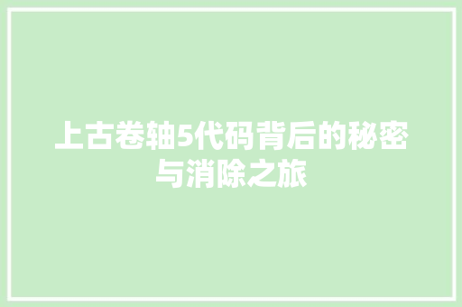 上古卷轴5代码背后的秘密与消除之旅